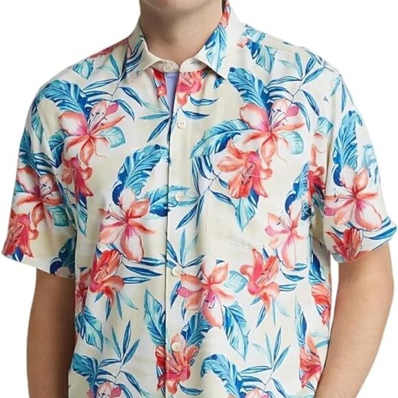 Tommy Bahama Breeze Beach Blooms 100% Silk Hawaiian Camp Shirt‎ NWT - Picture 3 of 8